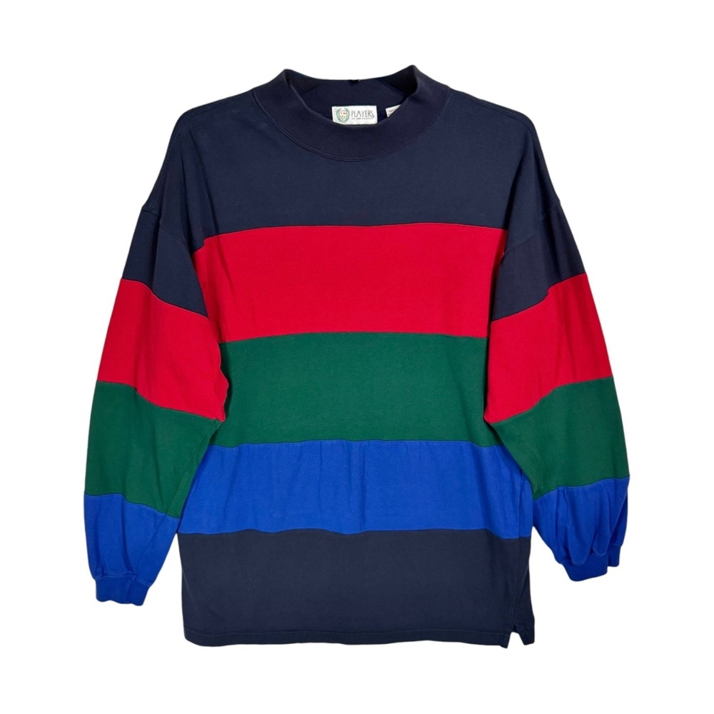 Vintage Players 90s Colorblock Long Sleeve Shirt Rugby Style Heavy XL Fits Large